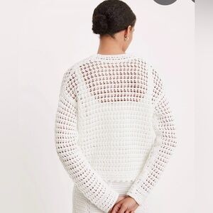 Vince White Crochet Crew Neck Sweater